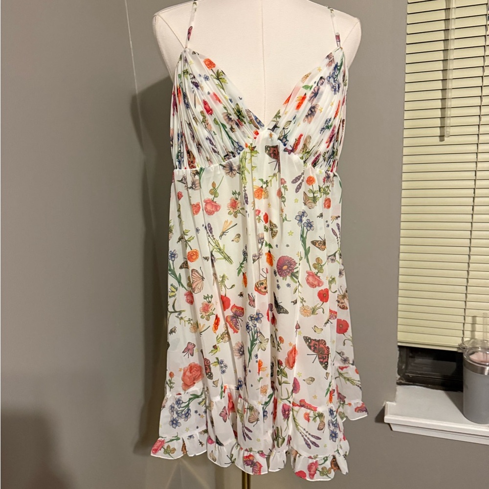 Mac Duggal Floral Backless Dress - White and Multicolor